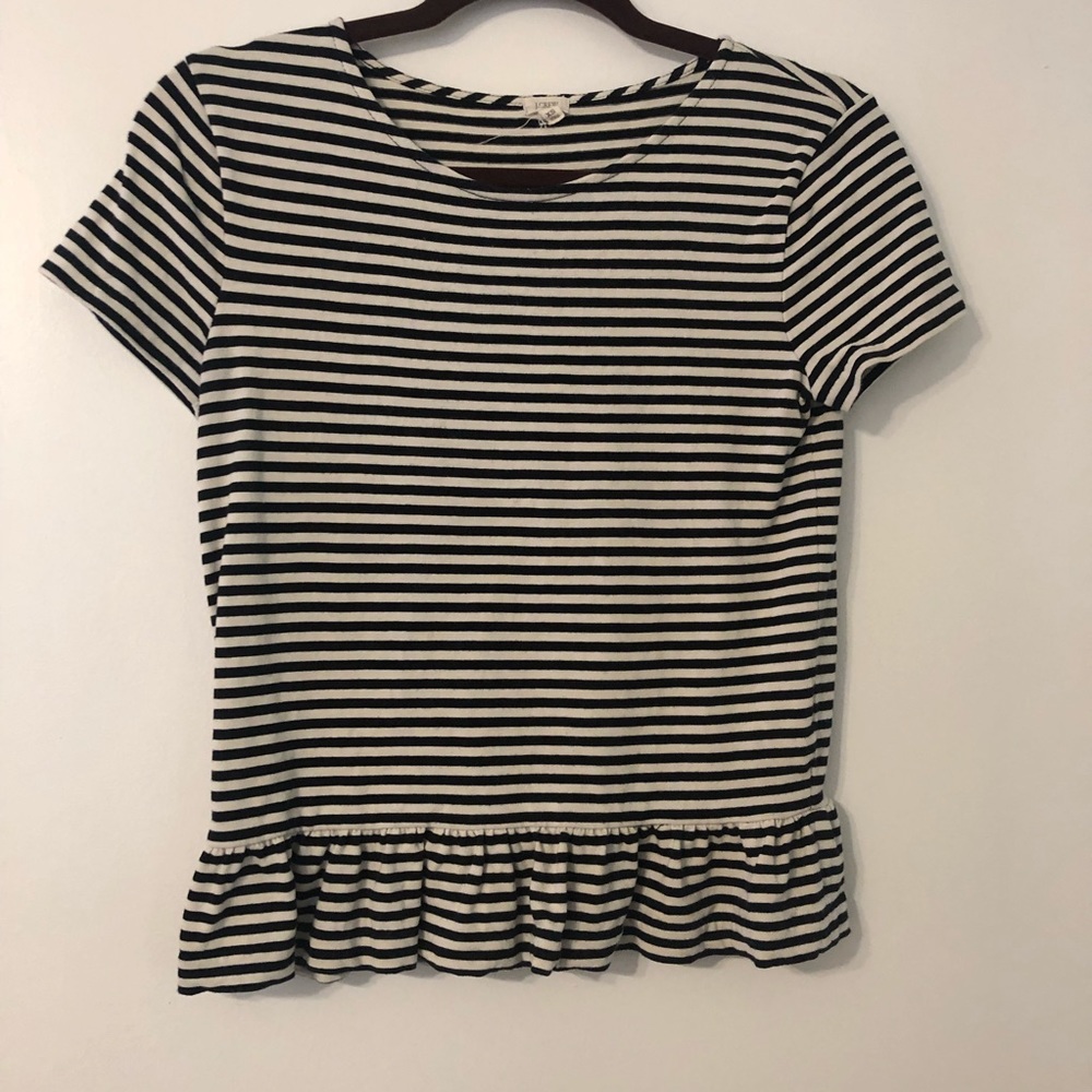 J.Crew Striped Shirt with Ruffle Detail.